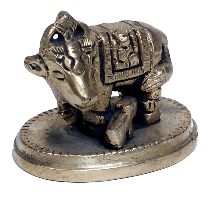 Brass Murti 1 No. Cow And Collins - 1.5 × 2.5 Inches | For Pooja Temple | Home Decor | Office & Mandir Decoration | Vastu & Spiritual Decor, Ideal for Worship And Gifts
