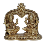 Brass Murti Goddess Lakshmi And Lord Ganesha - 4.5 × 4.5 Inches | For Pooja Temple | Home Decor | Office & Mandir Decoration And Gifts