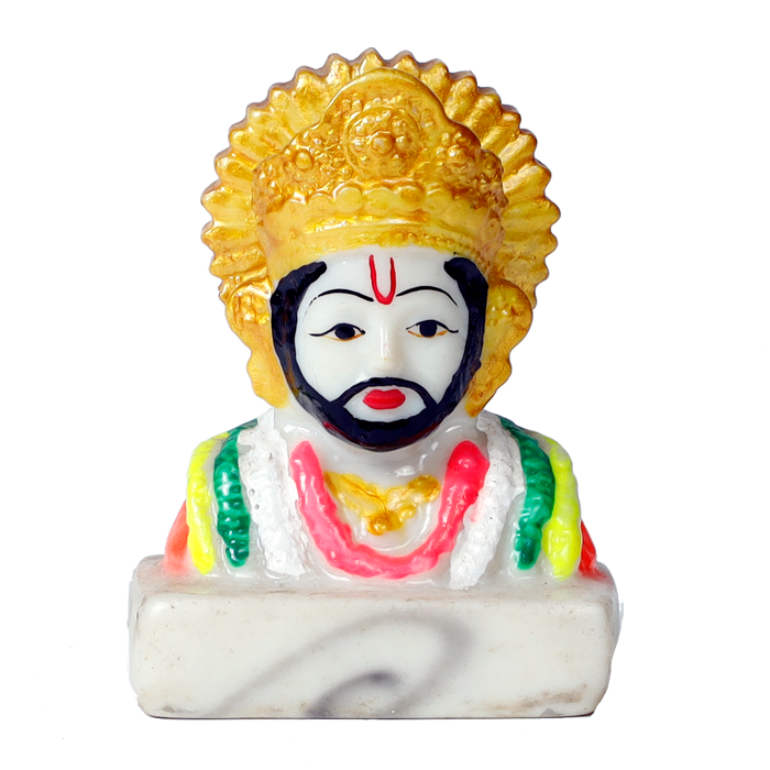 Shree Khatu Shyam Baba Marble Dust Murti Idol - 4 x 3 Inches | For Pooja Temple | Home Decor | Office Decoration | Mandir Decoration And Gifts