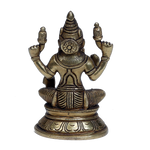 Brass Murti Goddess Lakshmi Is Sitting On Throne - 5 × 3.5 Inches | For Pooja Temple | Home Decor | Office & Mandir Decoration And Gifts