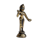 Brass Murti Goddess Radha Is Standing At The Stool - 4 × 2.5 Inches | For Pooja Temple | Home Decor | Office & Mandir Decoration And Gifts