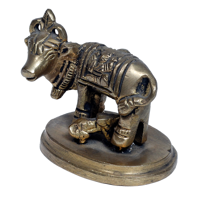 Brass Murti 2 No. Cow And Collins - 2 × 3 Inches | 2.5 × 3 Inches | For Pooja Temple | Home Decor | Office & Mandir Decoration | Vastu & Spiritual Decor, Ideal for Worship And Gifts