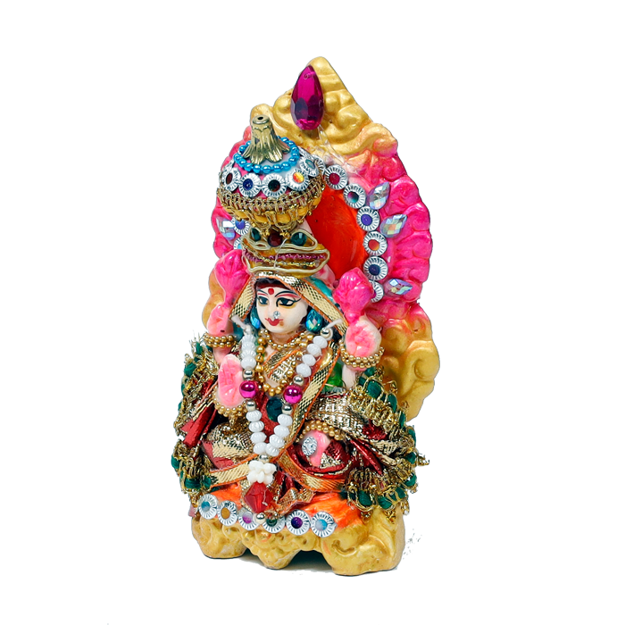 Goddess Lakshmi Mata Is Sitting On Throne | Terracotta Clay Murti Idol - 5 × 3 Inches | For Pooja Temple | Home Decor | Office Decoration | Mandir Decoration And Gifts