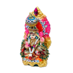 Goddess Lakshmi Mata Is Sitting On Throne | Terracotta Clay Murti Idol - 5 × 3 Inches | For Pooja Temple | Home Decor | Office Decoration | Mandir Decoration And Gifts