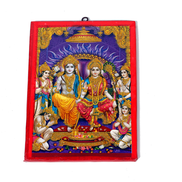 Lord Ram Darbar Photo Frame - 7 x 5 Inches | For Pooja Temple | Home Decor | Office Decoration | Mandir Decoration And Gifts
