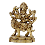 Brass Murti Goddess Durga Mata Is Sitting On Lion - 3 × 2 Inches | For Pooja Temple | Home Decor | Office & Mandir Decoration And Gifts