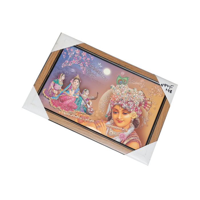 Goddess Radha And Lord Krishan Photo Frame - 20 × 15 Inches | For Pooja Temple | Home Decor And Gifts