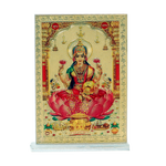 Goddess Lakshmi Is Sitting on Lotus Flower Photo - 4 x 2 Inches | For Pooja Temple | Home Decor | Car Dashboard | Office & Mandir Decoration And Gifts
