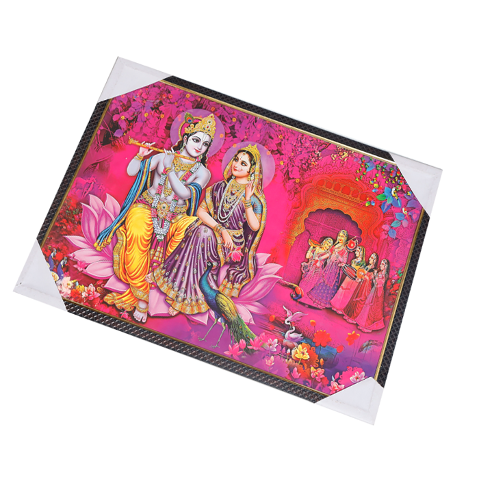 Goddess Radha And Lord Krishan Photo Frame - 25 × 19 Inches | For Pooja Temple | Home Decor And Gifts