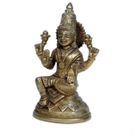 Brass Murti Goddess Lakshmi Ji Is Sitting On Throne - 6 × 4 Inches | For Pooja Temple | Home Decor | Office & Mandir Decoration And Gifts