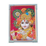 Lord Krishna Is Playing the Flute in His Hand Photo Frame - 7 × 5 Inches | For Pooja Temple | Home Decor | Office Decoration | Mandir Decoration And Gifts