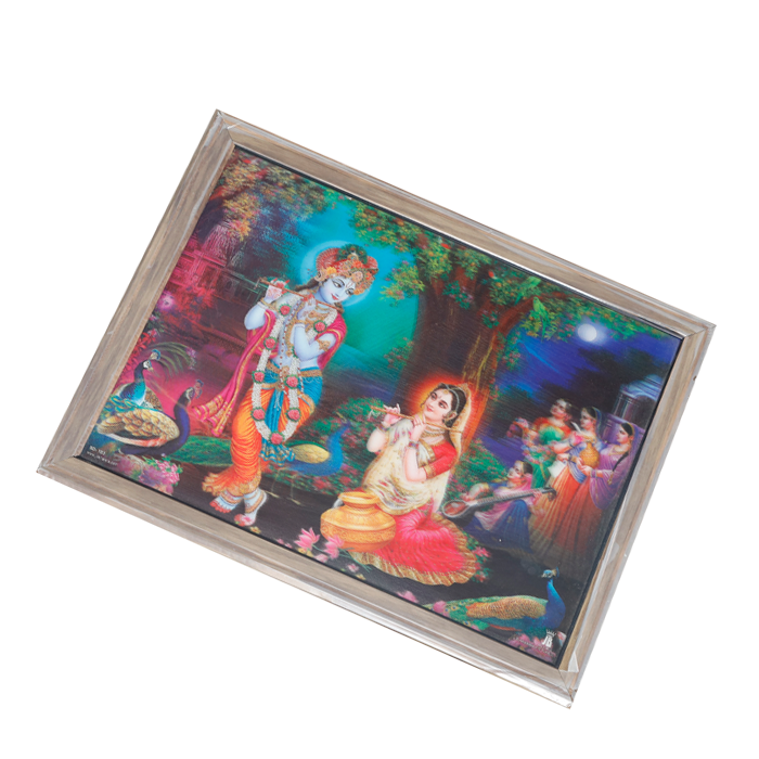 Goddess Radha And Lord Krishan Photo Frame - 17 × 13 Inches | For Pooja Temple | Home Decor And Gifts