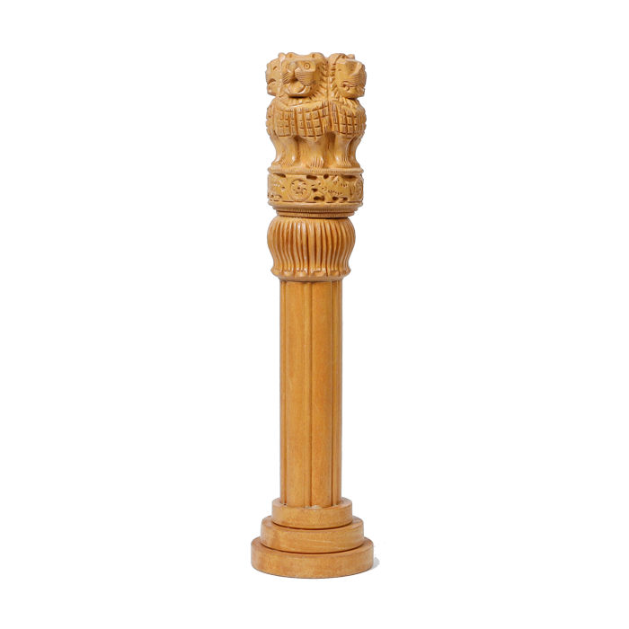 Wooden Brown Ashoka Stambh Desk Ashoka Piller Ideal - 11 × 3 Inches | For Advocate Table Office | Home Decor And Gifts