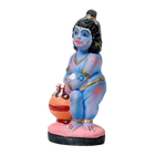 Lord Bal Gopal Krishna, Makhan Chor Kanhiya Terracotta Clay Murti Idol - 7 × 4 Inches | Pooja Temple | Home Decor | Office Decoration | Mandir Decoration And Gifts