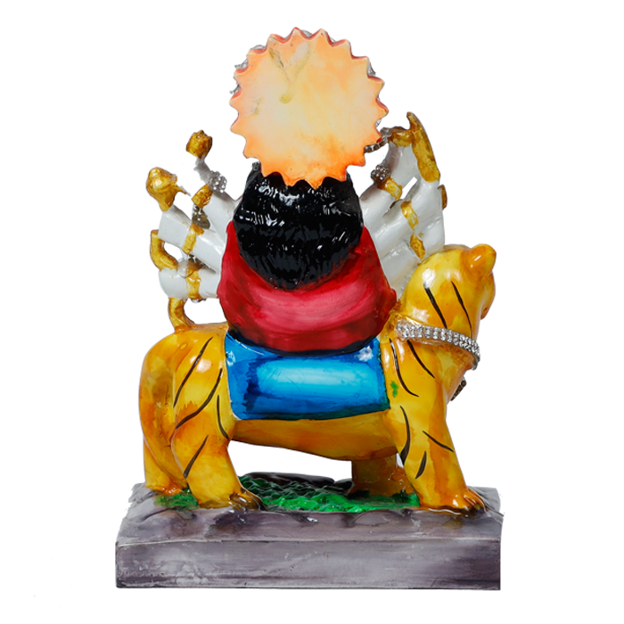 Goddess Durga Devi Sitting on a Lion | Marble Dust Murti Idol - 7 × 5 Inches | For Pooja Temple | Home Decor | Office Decoration | Mandir Decoration And Gifts