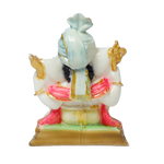 Lord Ganesha Is Sitting On The Throne | Marble Dust Murti Idol - 6 × 4 Inches | For Pooja Temple | Home Decor | Office Decoration | Mandir Decoration And Gifts