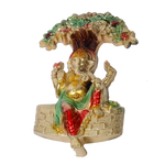 Lord Ganesha Is Sitting On Throne | Multicolor decorative Plastic Murti Idol - 9 × 6 Inches | For Pooja Temple | Home Decor | Office & Mandir Decoration And Gifts