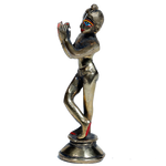 Brass Murti Lord Krishna Is Standing At The Stool- 4.5 × 2 Inches | For Pooja Temple | Home Decor | Office & Mandir Decoration And Gifts