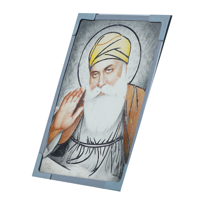 Guru Nanak Dev Ji Giving Blessing Photo Frame - 7 × 5 Inches | For Pooja Temple | Home Decor | Office Decoration | Mandir Decoration And Gifts