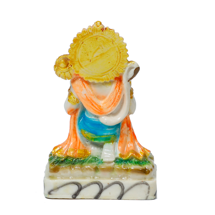 Lord Hanuman Ji Is Sitting On The Throne | Marble Dust Murti Idol - 5 × 3 Inches | For Pooja Temple | Home Decor | Office Decoration | Mandir Decoration And Gifts