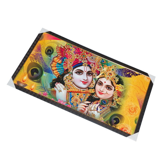 Goddess Radha And Lord Krishan Photo Frame - 21 × 39 Inches | For Pooja Temple | Home Decor And Gifts