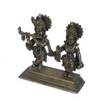 Brass Murti Goddess Radha And Lord Krishana - 5 × 6 Inches | For Pooja Temple | Home Decor | Office & Mandir Decoration And Gifts