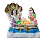 Lord Vishnu & Goddess Lakshmi Mata Is Sitting On Throne | Marble Dust Murti Idol - 5 x 4 Inches | For Pooja Temple | Home Decor | Office Decoration | Mandir Decoration And Gifts