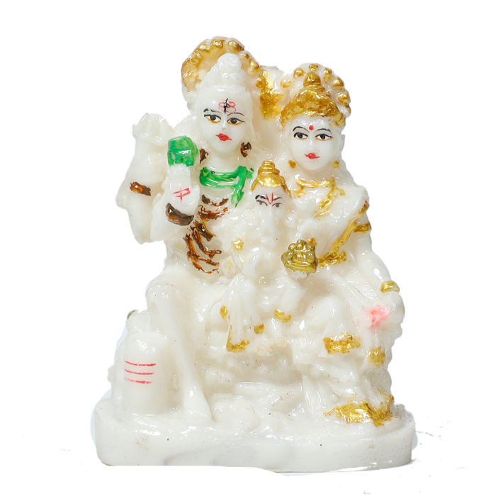 Lord Shiva Family Marble Dust Murti Idol - 4 × 3 Inches | For Pooja Temple | Home Decor | Office Decoration | Mandir Decoration And Gifts