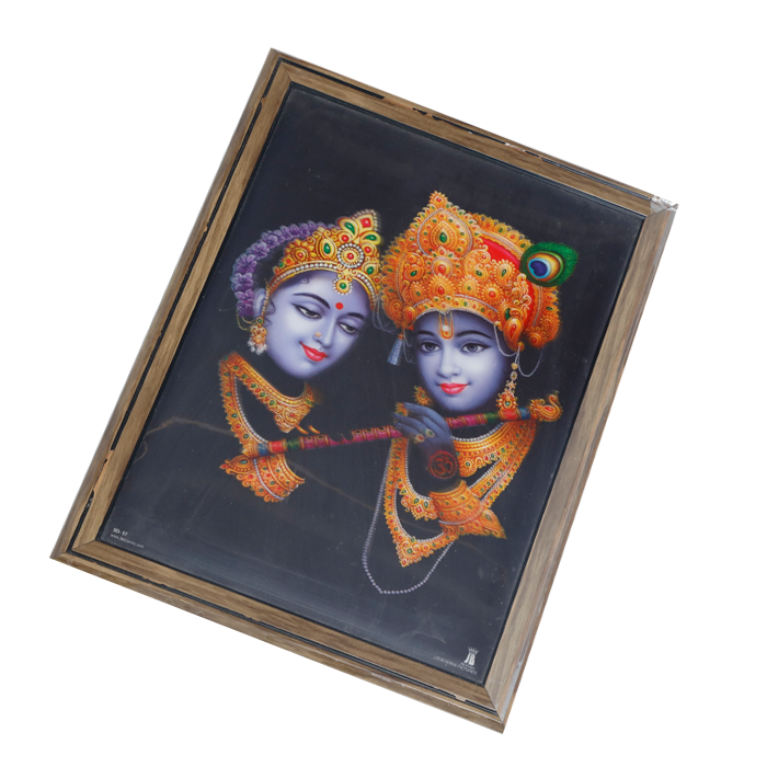 Goddess Radha And Lord Krishan Photo Frame - 17 × 13 Inches | For Pooja Temple | Home Decor And Gifts