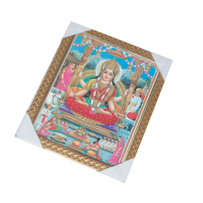 Goddess Santoshi Mata Hindu Photo Frame - 11 × 10 Inches | For Pooja Temple | Home Decor And Gifts