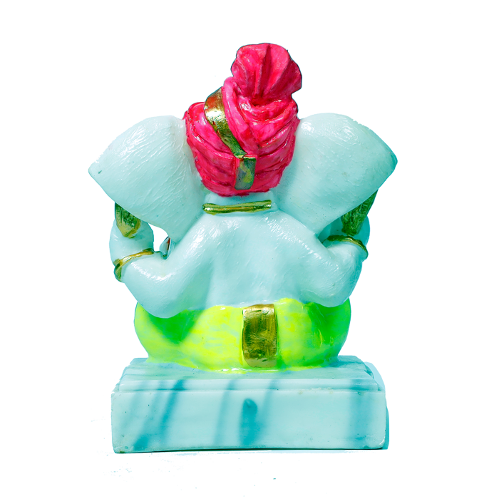 Lord Ganesha Is Sitting On The Stool Marble Dust Murti Idol - 7 × 4 Inches | For Pooja Temple | Home Decor | Office Decoration | Mandir Decoration And Gifts