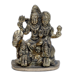 Brass Murti Lord Shiva Family | God Shiva, Parvati, Ganesh And Kartikeya Murti - 3 × 3 Inches | For Pooja Temple | Home Decor And Gifts