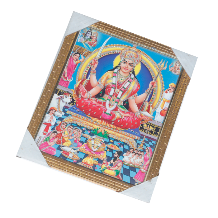Goddess Santoshi Mata Hindu Photo Frame - 11 × 10 Inches | For Pooja Temple | Home Decor And Gifts