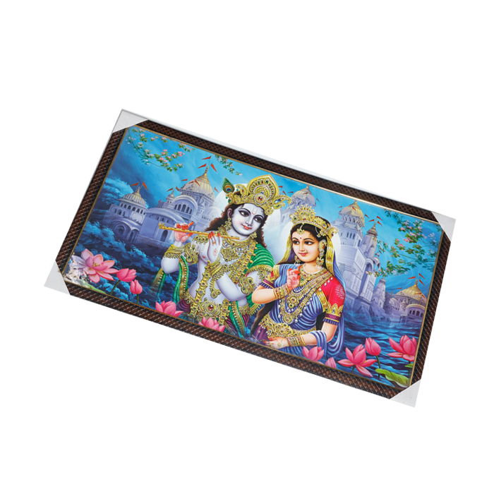 Goddess Radha And Lord Krishan Photo Frame - 21 × 39 Inches | For Pooja Temple | Home Decor And Gifts