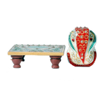Lord Ganesha Is Sitting On Stool | Marble Murti Idol - 3 x 4 Inches | For Pooja Temple | Home Decor | Office Decoration | Mandir Decoration And Gifts