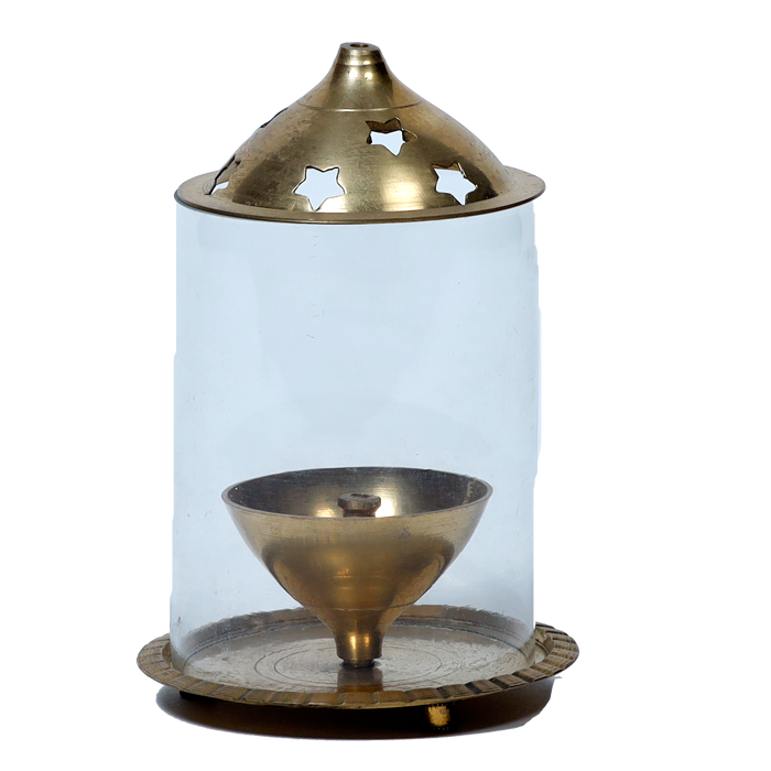 Brass Ram Akhand Jyoti Diya Oil Lamp | Borosilicate Diya With Glass Cover - 6 × 3 Inches | 5 × 3 Inches | 4.5 × 3 Inches | For Pooja Temple | Home & Mandir Decoration And Gifts