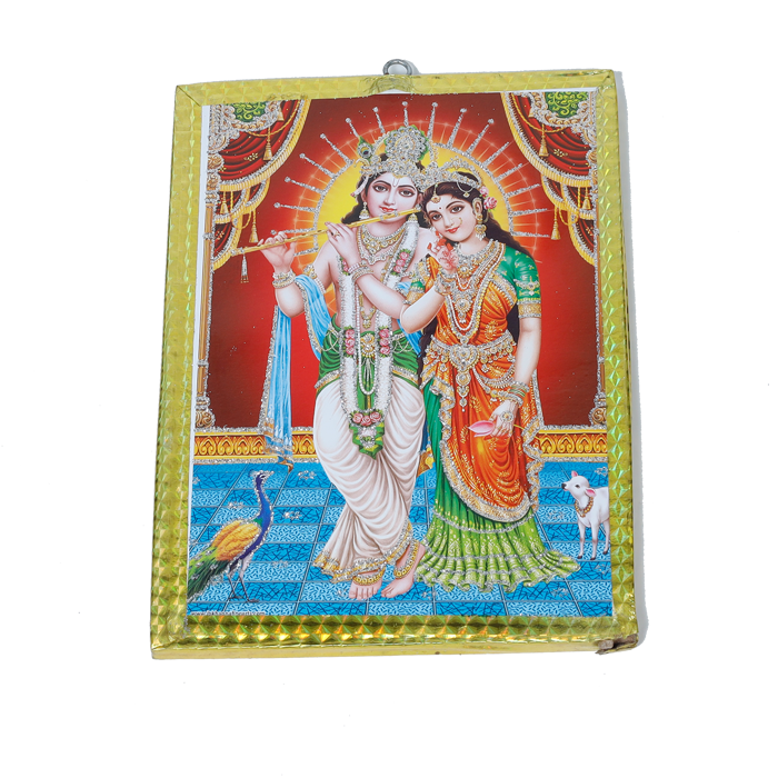 Lord Krishna And Goddess Radha Photo Frame - 7 x 5 Inches | For Pooja Temple | Home Decor | Office Decoration | Mandir Decoration And Gifts