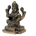 Brass Murti Goddess Lakshmi Ji Is Sitting On Throne - 3.5 × 3 Inches | For Pooja Temple | Home Decor | Office & Mandir Decoration And Gifts