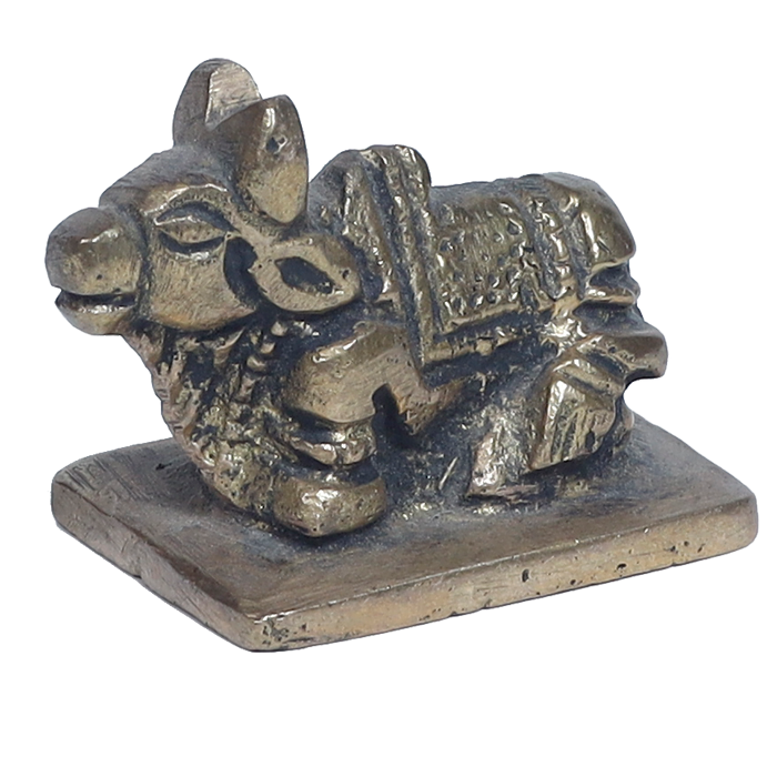 Brass Murti 1 No. Nandi - 1.2 × 2 Inches | For Pooja Temple | Home Decor | Office & Mandir Decoration | Vastu & Spiritual Decor, Ideal for Worship And Gifts