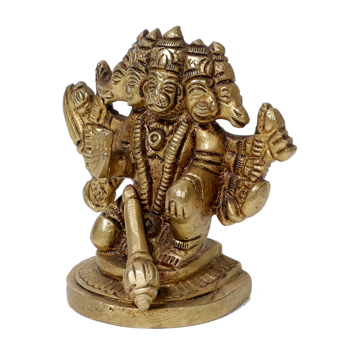 Brass Murti Panchmukhi Hanuman Ji - 3 × 2.5 Inches | For Pooja Temple | Home Decor | Office & Mandir Decoration And Gifts
