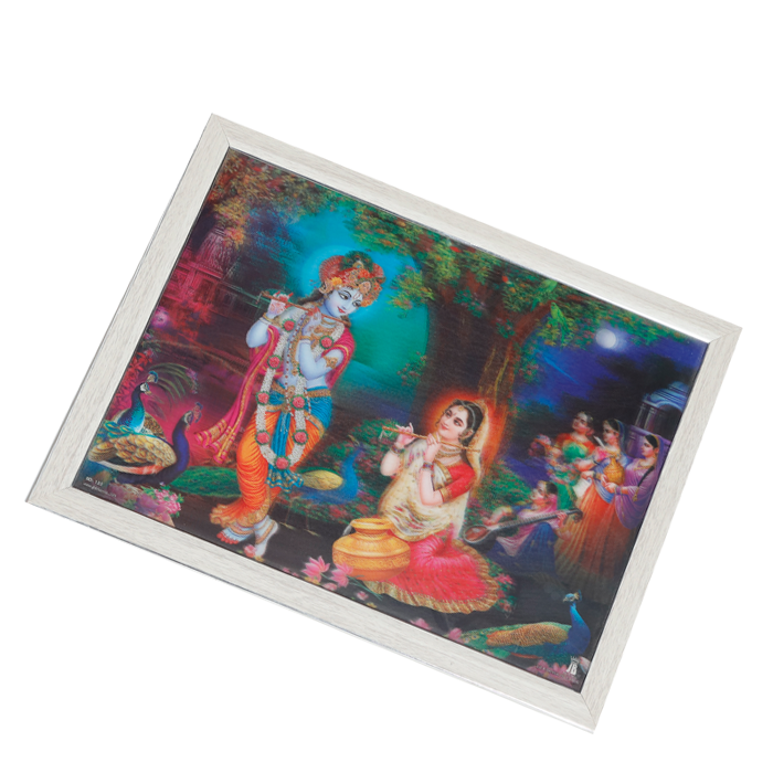 Goddess Radha And Lord Krishan Photo Frame - 13 × 17 Inches | For Pooja Temple | Home Decor And Gifts
