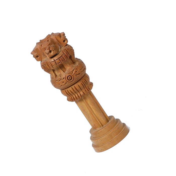 Wooden Brown Ashoka Stambh Desk Ashoka Piller Ideal - 5 × 2 Inches | For Advocate Table Office | Home Decor And Gifts