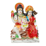 Lord Shiva Family Marble Dust Murti Idol | God Shiva, Parvati, Ganesh And Kartikeya - 6 × 5 Inches | For Pooja Temple | Home Decor | Office Decoration | Mandir Decoration And Gifts