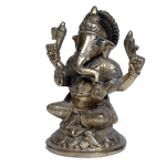 Brass Murti Lord Ganesha Is Sitting On Throne - 7 × 4.5 Inches | For Pooja Temple | Home Decor | Office & Mandir Decoration And Gifts