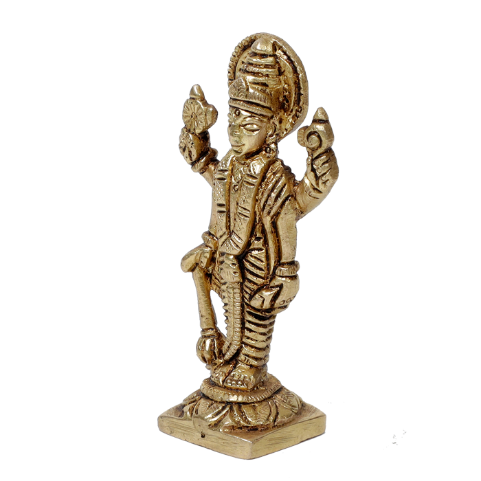 Brass Murti Lord Vishnu Bhagwan - 3.5 × 2 Inches | For Pooja Temple | Home Decor | Office & Mandir Decoration And Gifts