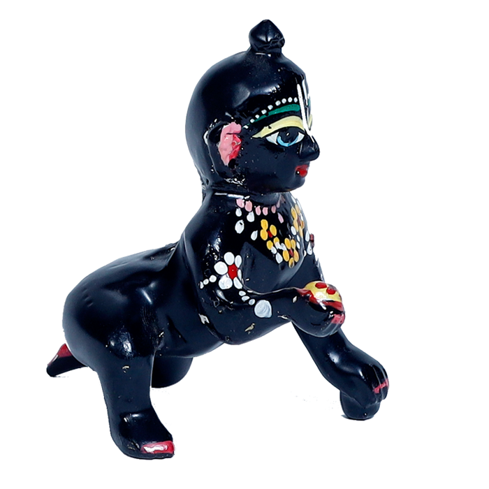 Brass Black Murti 2 No. Laddu Gopal | Laddu Gopal For Janmashtami Special - 3 × 2 Inches | For Pooja Temple | Home Decor | Office & Mandir Decoration And Gifts