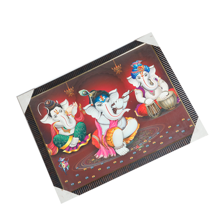 Lord Ganesha Photo Frame - 26 × 20 Inches | For Pooja Temple | Home Decor And Gifts
