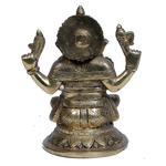 Brass Murti Lord Ganesha Is Sitting On Throne - 7 × 4.5 Inches | For Pooja Temple | Home Decor | Office & Mandir Decoration And Gifts
