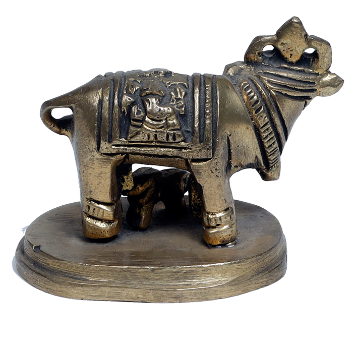 Brass Murti 2 No. Cow And Collins - 2 × 3 Inches | 2.5 × 3 Inches | For Pooja Temple | Home Decor | Office & Mandir Decoration | Vastu & Spiritual Decor, Ideal for Worship And Gifts