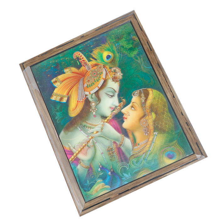Goddess Radha And Lord Krishan Photo Frame - 17 × 13 Inches | For Pooja Temple | Home Decor And Gifts
